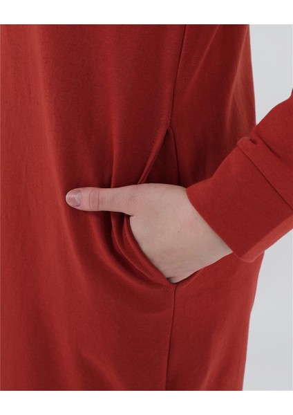 Atlas Kapüşonlu Midi Boy Sweatshirt - Kiremit modelleri