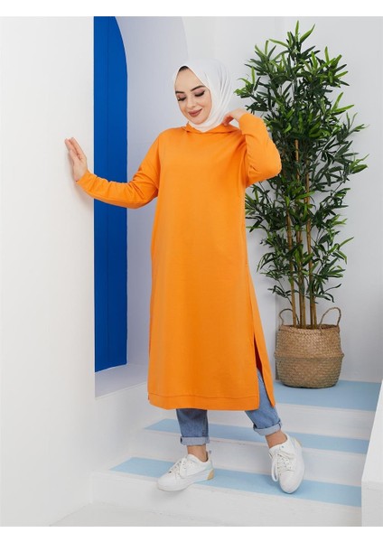 Kapüşonlu Bayan Sweatshirt Orange (3007-070)