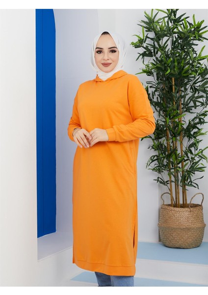 Kapüşonlu Bayan Sweatshirt Orange (3007-070)