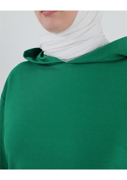 Atlas Kapüşonlu Midi Boy Sweatshirt - Benetton Yeşil
