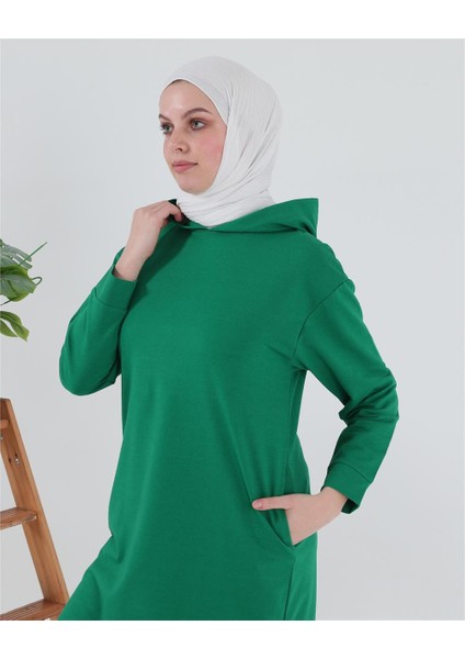 Atlas Kapüşonlu Midi Boy Sweatshirt - Benetton Yeşil