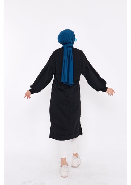 Hira Balon Kol Midi Boy Sweatshirt - Siyah fırsatları