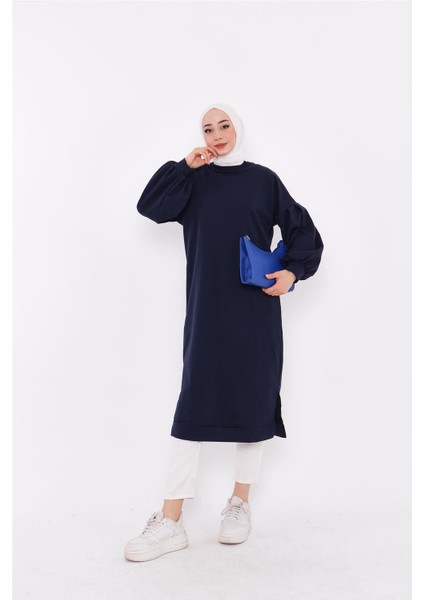 Hira Balon Kol Midi Boy Sweatshirt - Lacivert fırsatları