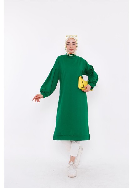 Hira Balon Kol Midi Boy Sweatshirt - Benetton Yeşil