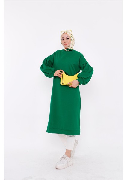 Hira Balon Kol Midi Boy Sweatshirt - Benetton Yeşil fırsatları