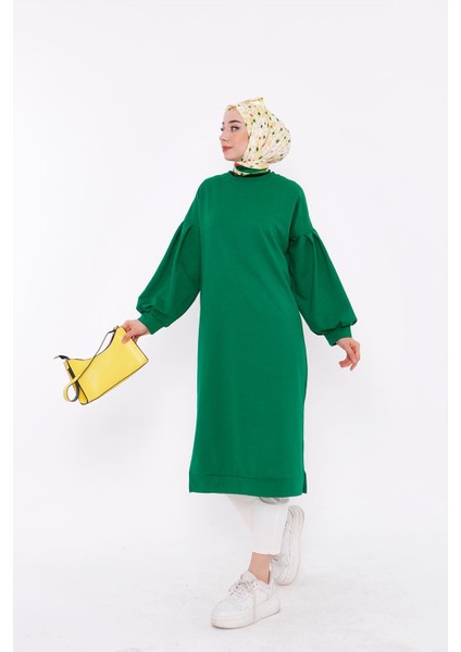 Hira Balon Kol Midi Boy Sweatshirt - Benetton Yeşil indirimleri