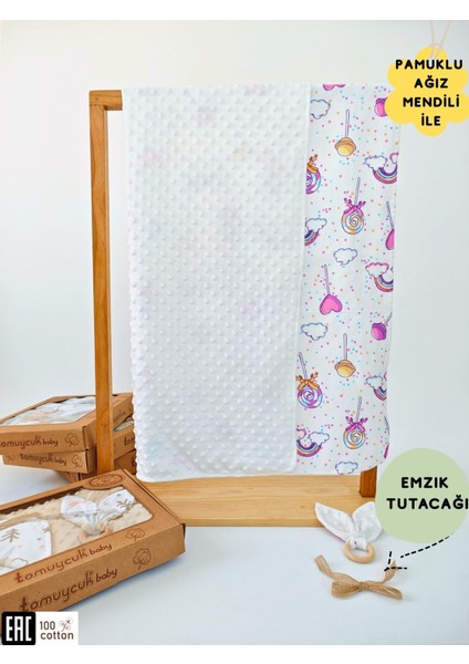 Nohut Desenli Pamuklu Çift Katlı Bebek Battaniyesi – 85 x 85 cm Kız/erkek Kundak & Mevsimlik Örtü
