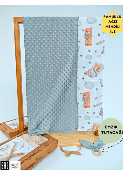 Nohut Desenli Pamuklu Çift Katlı Bebek Battaniyesi – 85 x 85 cm Kız/erkek Kundak & Mevsimlik Örtü