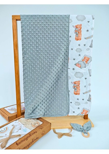 Nohut Desenli Pamuklu Çift Katlı Bebek Battaniyesi – 85 x 85 cm Kız/erkek Kundak & Mevsimlik Örtü