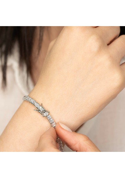 Baget Taşlı Gümüş Bileklik SGMBLK02 fırsatları