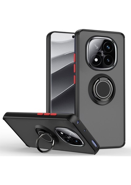 Xiaomi Redmi Note 14 Pro Plus Uyumlu Kılıf Montreal Yüzüklü Mıknatıslı Kamera Korumalı Silikon Siyah