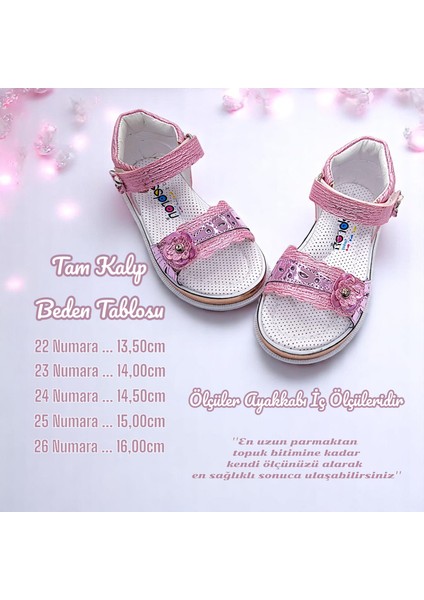 Ortopedik Abiye Kız Bebek ve Çocuk Sandaleti Tek Çiçek Serisi Tc2413 Parlak Pembe 24