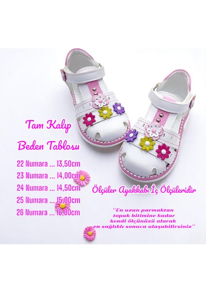 Ortopedik Kız Bebek Sandaleti Papatya Serisi PpT2410 Mat Beyaz 25
