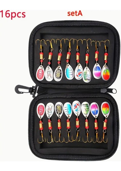 16'lı Balıkçılık Kaşığı Döner kaşık Spinner Meps Takımı ve Çantası modelleri