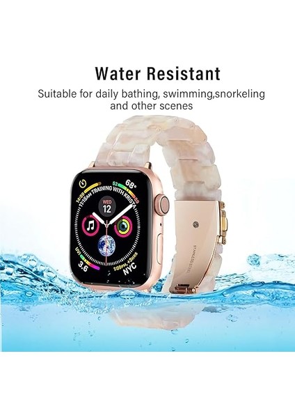 Apple Watch 38MM 40MM 41MM Seri 7/6/se/5/4/3 Uyumlu Reçine Hafif Şık Pimli Tasarım Kordon