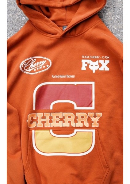 Cherry Fox Turuncu Baskılı Motorcu Sweatshirt modelleri