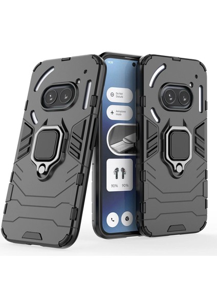Nothingphone 2A Plus/nothingphone 2A 5g ile Uyumlu Batman Serisi Yüzük Standlı Armor Kılıf - Siyah AL3349