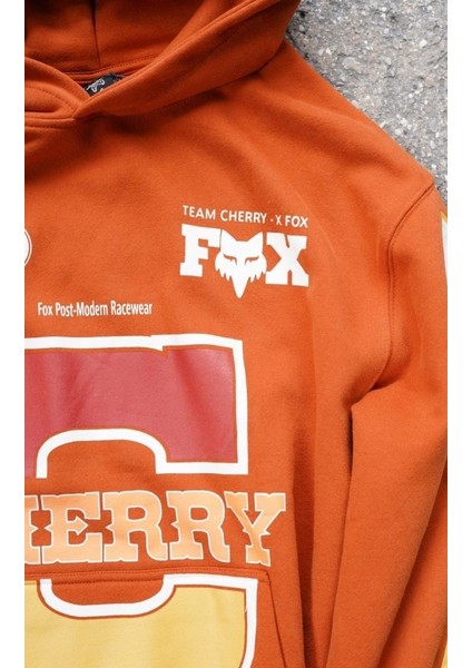 Cherry Fox Turuncu Baskılı Motorcu Sweatshirt fırsatları