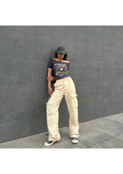 Füme Vintage Moodygirl Omuz Açık Kısa Kollu Crop fiyatları
