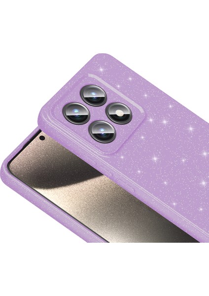 Xiaomi 14T Uyumlu Kılıf Koton Simli Silikon Arka Kapak Kamera Korumalı Lila modelleri