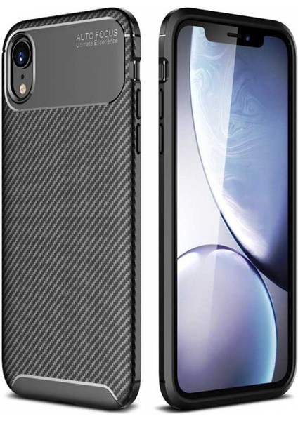 Apple iPhone Xr Karbon Desenli Negro Silikon Kılıf