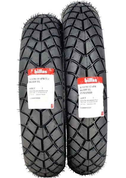 350-10 ve 90/90-12 Takım Tl (Tubeless - Dubleks)