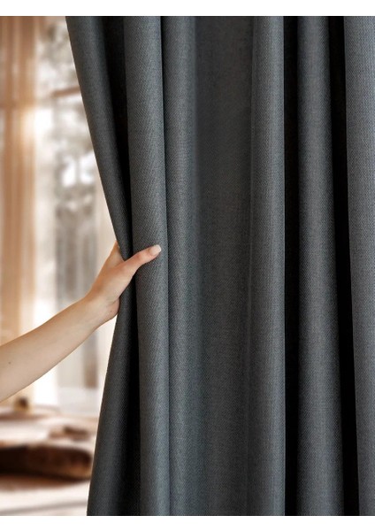 Taç Deste Keten Karartma Fon Perde Antrasit Pilesiz fiyatları