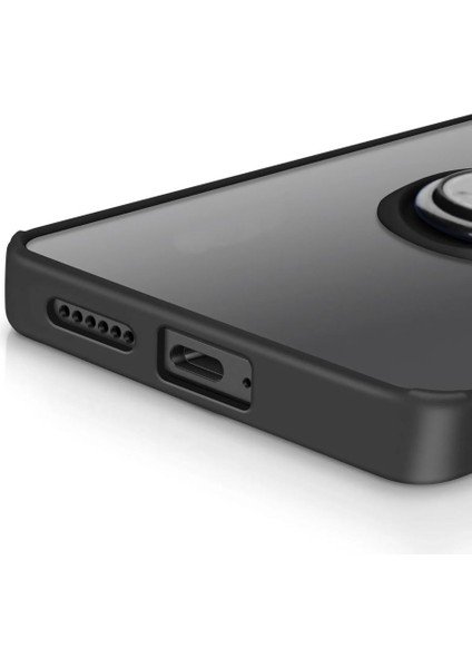 Xiaomi Redmi Note 14 Uyumlu Kılıf Montreal Yüzüklü Mıknatıslı Kamera Korumalı Silikon Siyah modelleri