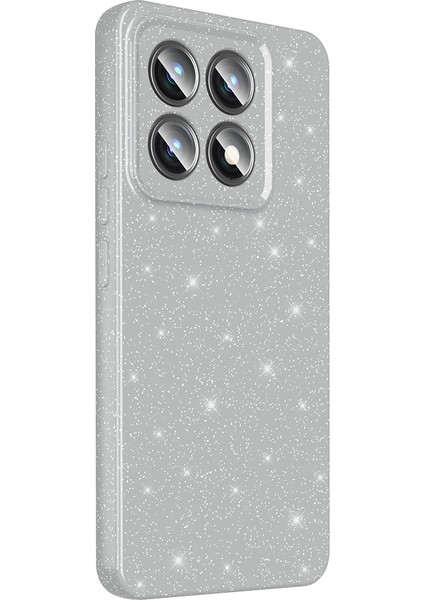 Xiaomi 14T Uyumlu Kılıf Koton Simli Silikon Arka Kapak Kamera Korumalı Gümüş