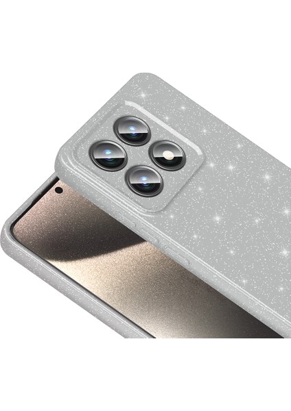 Xiaomi 14T Uyumlu Kılıf Koton Simli Silikon Arka Kapak Kamera Korumalı Gümüş modelleri