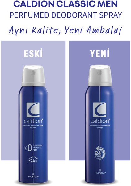 Classic Deodorant Erkek 150 ml + Caldion For Men Roll-On Deodorant 50 ml