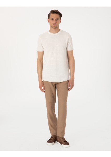 Erkek Kahverengi Carrot Fit %100 Keten Kanvas Pantolon 50285714-VR197