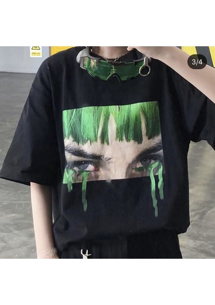 Anime Art - Green Hair Crying Harajuku Girl Unisex T-Shırt fiyatları