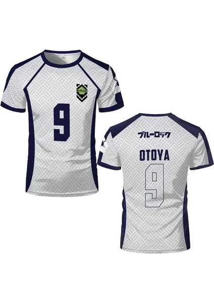 Beyaz Anime Blue Lock 9 Otoya Forma Unisex T-Shirt