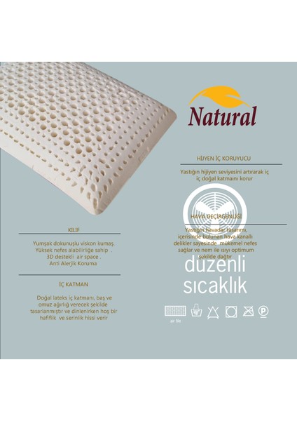Doğal Lateks Yastık 40 x 60 x 14 fırsatları