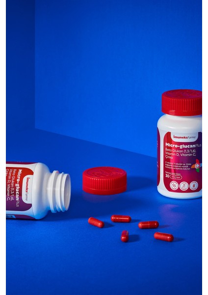 Imuneks Farma Mikro-Glucan Plus Beta Glukan (1,3/1,6), Vitamin D, C ve Çinko Içeren Takviye Edici Gıda 30 Kapsül x 2 Adet