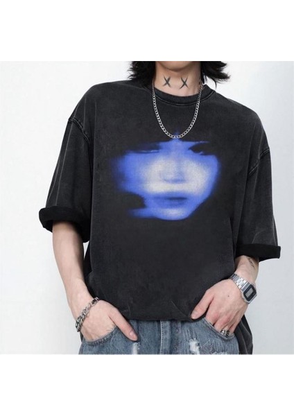 Siyah Halogen Blue Face (Unisex) T-Shirt fiyatları