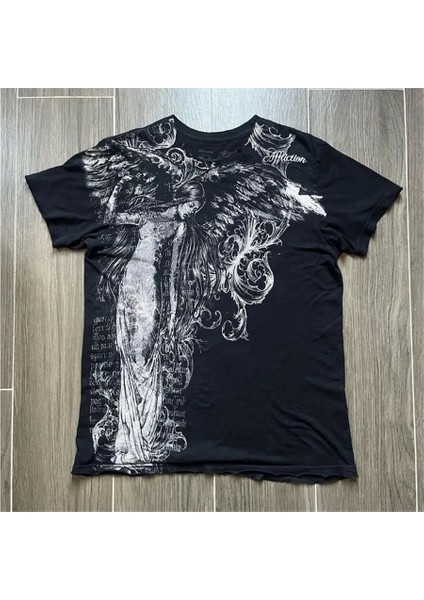 Siyah Vintage Angel Affaction Cyber Grunge Unisex T-Shirt