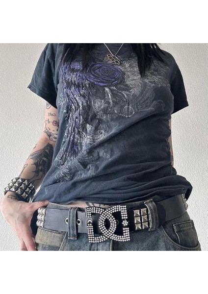 Füme Purple Rose Gothic Cyber Grunge Unisex T-Shirt fiyatları