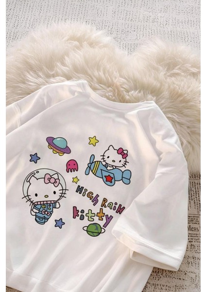 Beyaz High Rain Hello Kitty Unisex T-Shirt