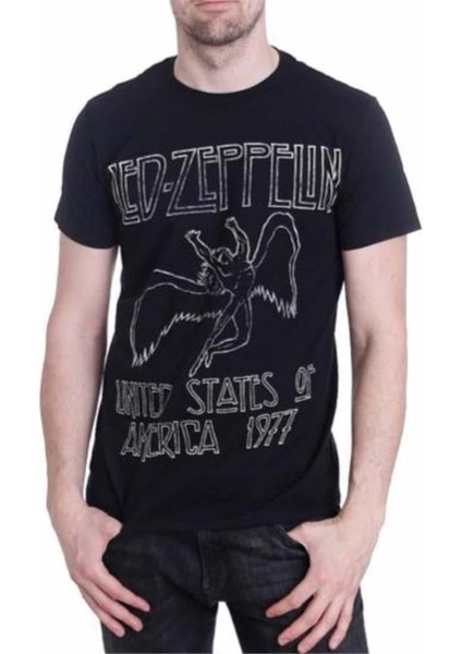 LED Zeppelin United States Of America 1977 Siyah Unisex T-Shirt