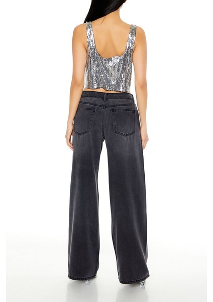 Taşlı Low-Rise Baggy Jean Pantolon indirimleri