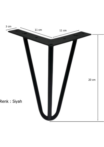 4 Adet Çubuk Ayak Metal 20 cm Siyah Mobilya Koltuk Ayağı modelleri
