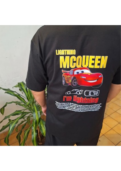 Siyah Cars Lightning Mcqueen I'm Lightning Unisex T-Shirt fiyatları