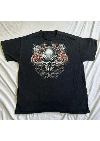 Füme Dragon Skull Gothic Cyber Grunge Unisex T-Shirt fiyatları