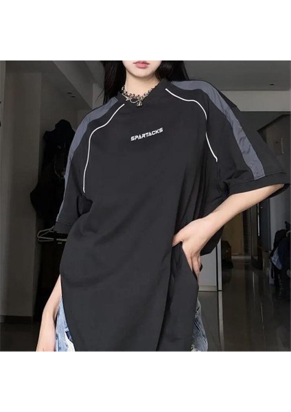 Siyah Spartacks Retro Şeritli (Unisex) T-Shirt