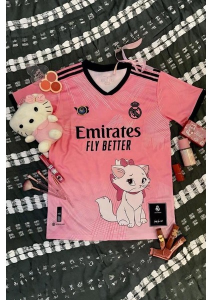 Pembe Marie Madrid Jersey Forma Unisex T-Shirt