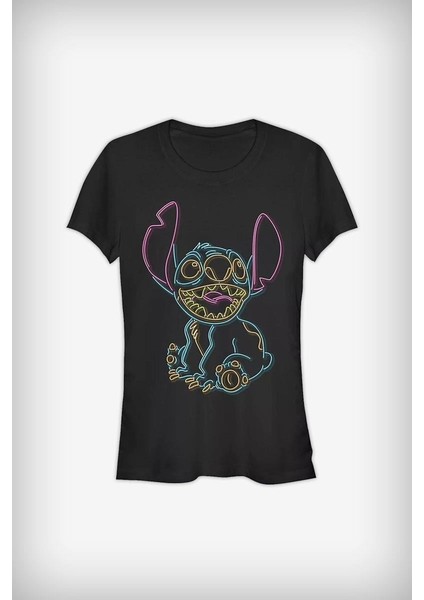 Siyah Lilo And Stitch Neon Unisex T-Shirt