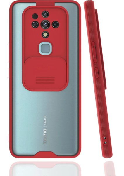 Tecno Camon 16 Kılıf Platin Kamera Koruma Silikon - Kırmızı Ynsmr