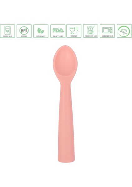 Premium BPA Free Silikon Mama Kaşığı - Güvenli Bebek Beslenme - Kolay Temizlik - 6+ Ay / Pembe Renk